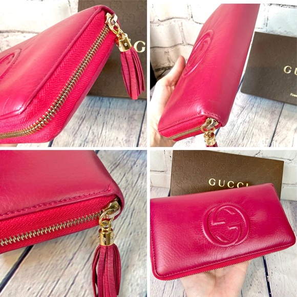 Gucci SOHO magenta pink leather wallet or crossbody with box - Picture 5 of 16